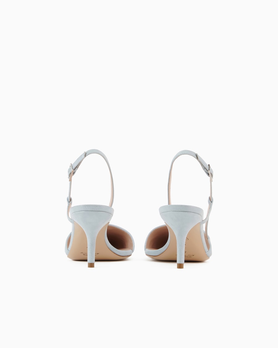 The world of armani SLINGBACK IN PELLE SCAMOSCIATA LAMINATA 2025