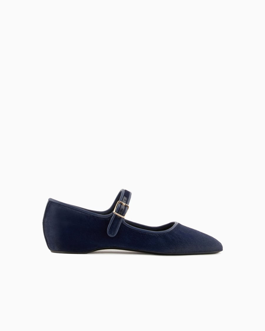 The world of armani BALLERINE CON CINTURINO IN NAPPA E PELLE EFFETTO CAVALLINO