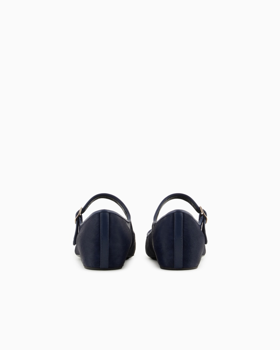 The world of armani BALLERINE CON CINTURINO IN NAPPA E PELLE EFFETTO CAVALLINO Vendite Flash