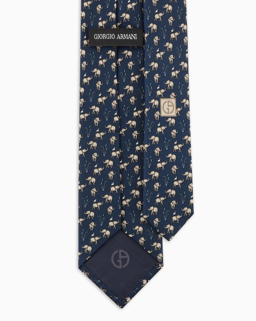 The world of armani CRAVATTA IN SETA STAMPA ELEFANTINI ASV Online Outlet