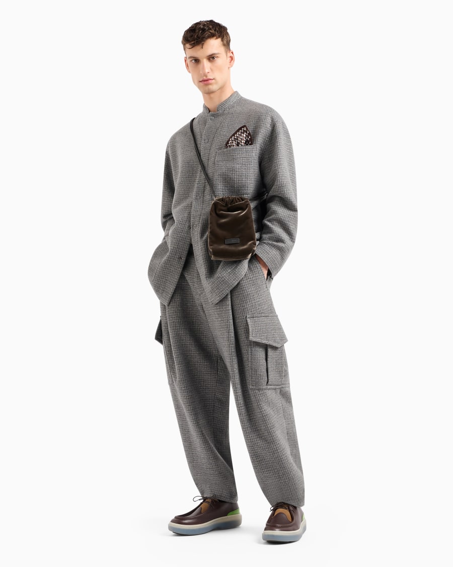 The world of armani GIACCA MONOPETTO IN MISTO LANA E FILO METALLIZZATO Grandi sconti