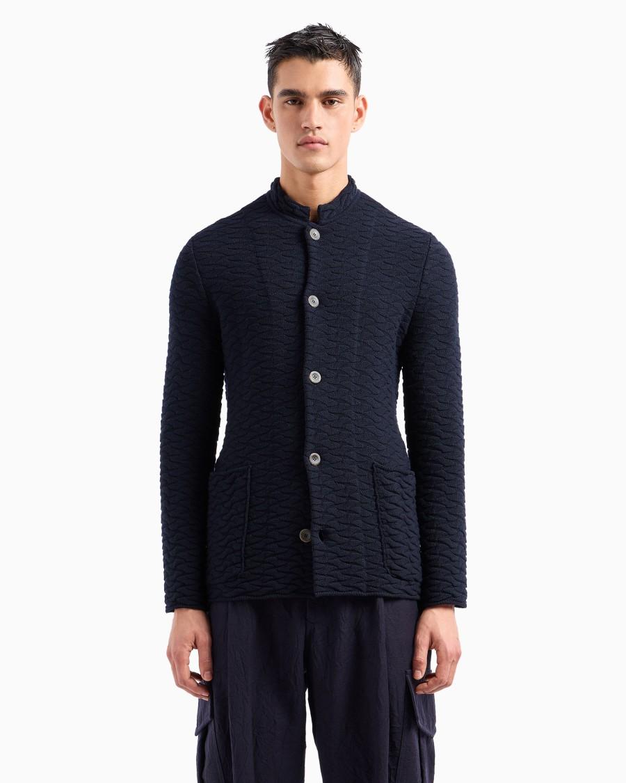 The world of armani GIACCA MONOPETTO IN MAGLIA DI LANA VERGINE Nuovi prodotti