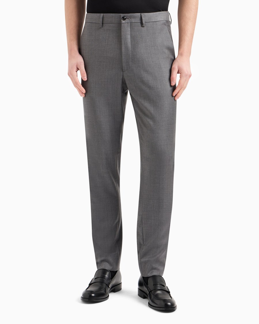 The world of armani PANTALONI FLAT FRONT IN GABARDINE DI LANA E CASHMERE Enormi risparmi