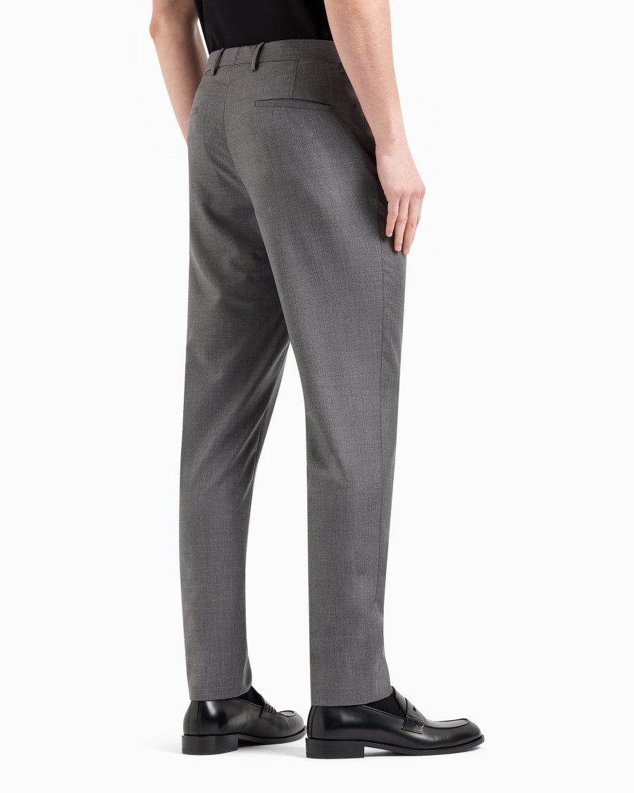 The world of armani PANTALONI FLAT FRONT IN GABARDINE DI LANA E CASHMERE Enormi risparmi
