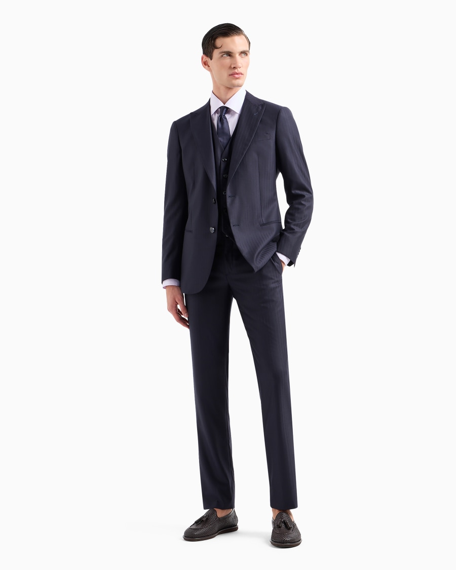 The world of armani CAMICIA REGULAR FIT IN COTONE LUXURY MICRO RIGATO Sconti VIP