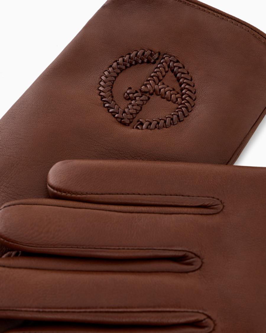 The world of armani GUANTI IN NAPPA CON LOGO RICAMATO Super Saving Price