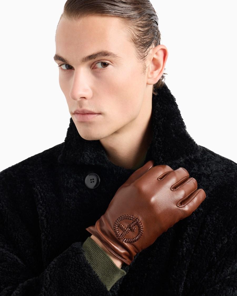 The world of armani GUANTI IN NAPPA CON LOGO RICAMATO Super Saving Price