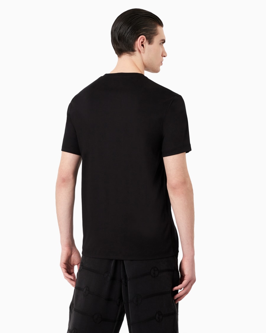 The world of armani T-SHIRT IN INTERLOCK DI COTONE CON LOGO RICAMATO Ultimi due giorni