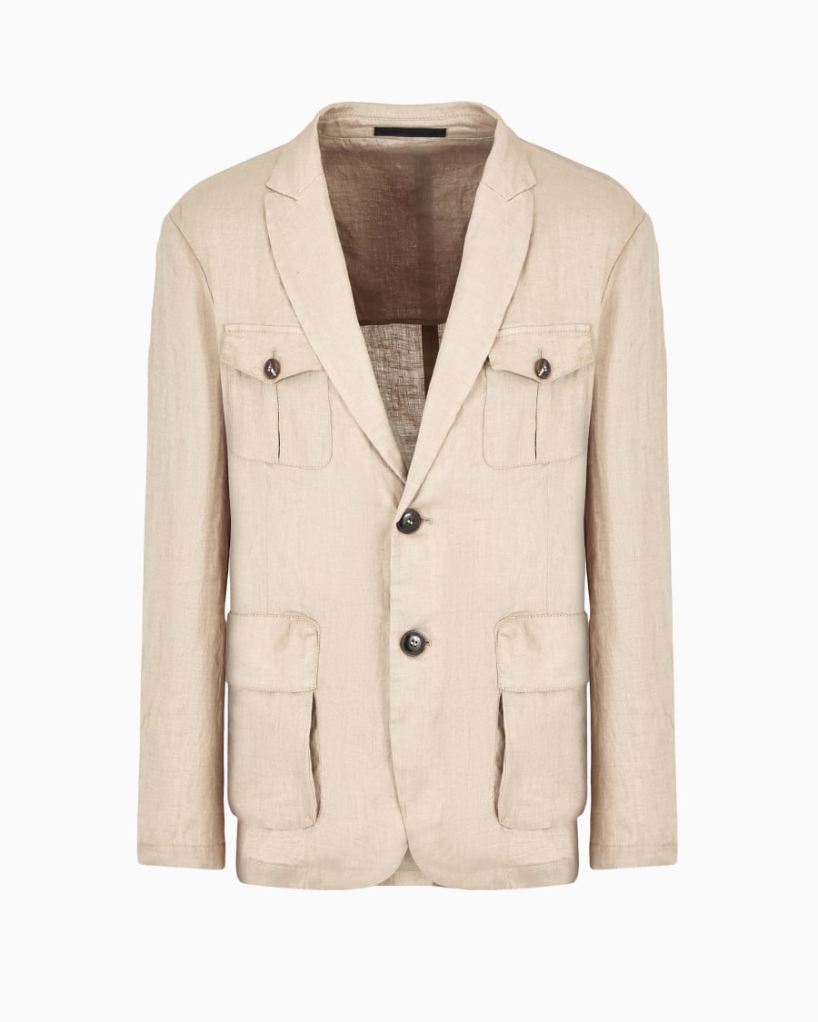 The world of armani GIACCA SAHARIANA MONOPETTO IN TELA DI LINO Fino al 50% di sconto
