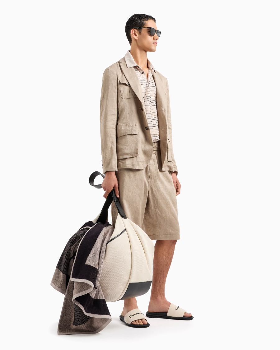 The world of armani GIACCA SAHARIANA MONOPETTO IN TELA DI LINO Fino al 50% di sconto