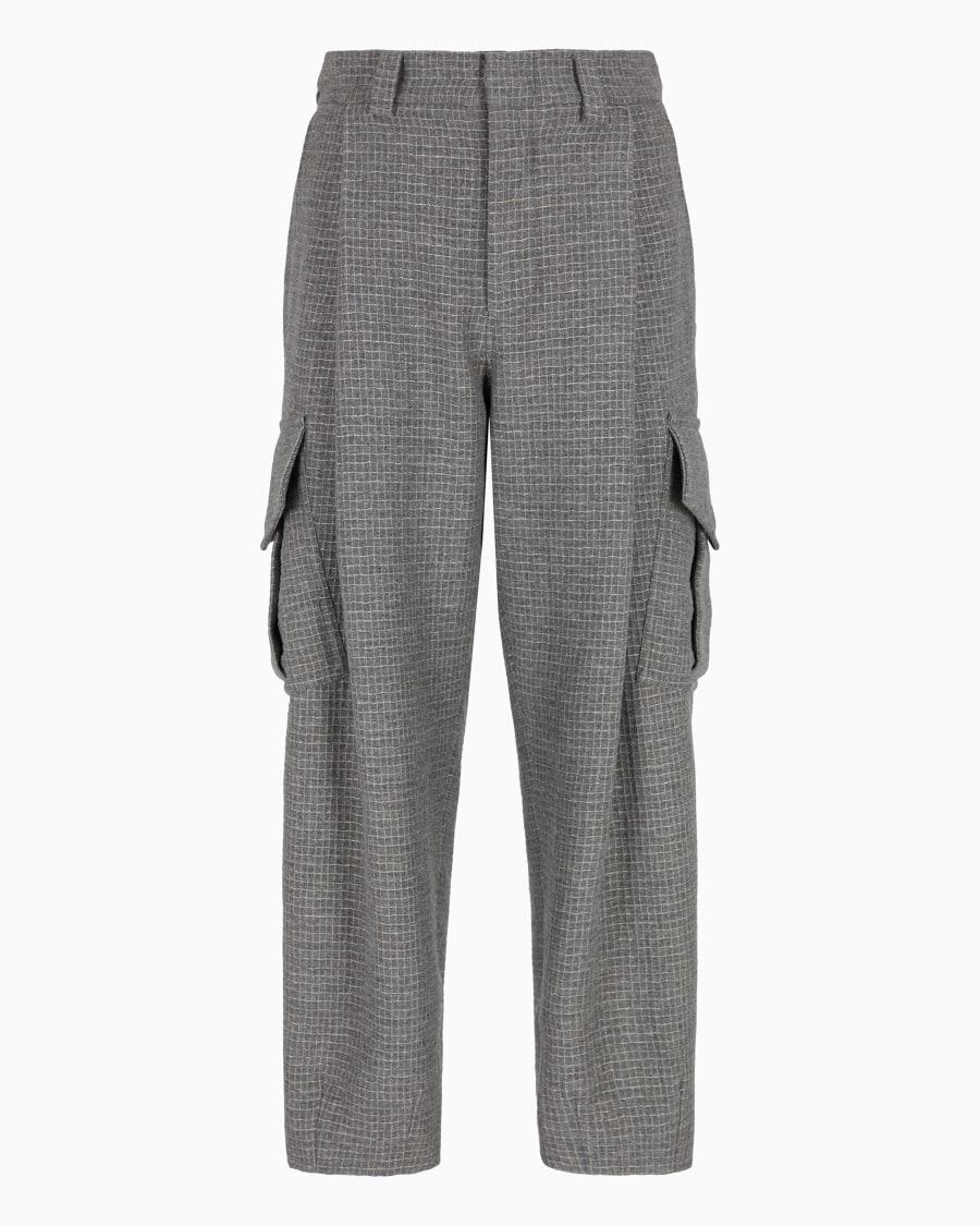 The world of armani PANTALONI CARGO A UNA PINCE IN MISTO LANA E FILO METALLIZZATO Fino al 60% di sconto