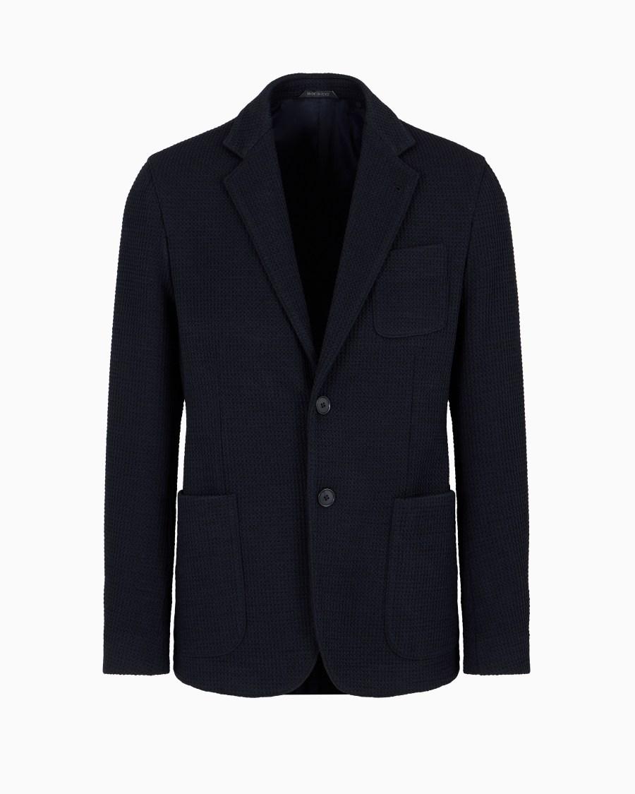 The world of armani GIACCA LINEA UPTON MONOPETTO IN JERSEY DI MISTO VISCOSA E LANA Fino al 65% di sconto
