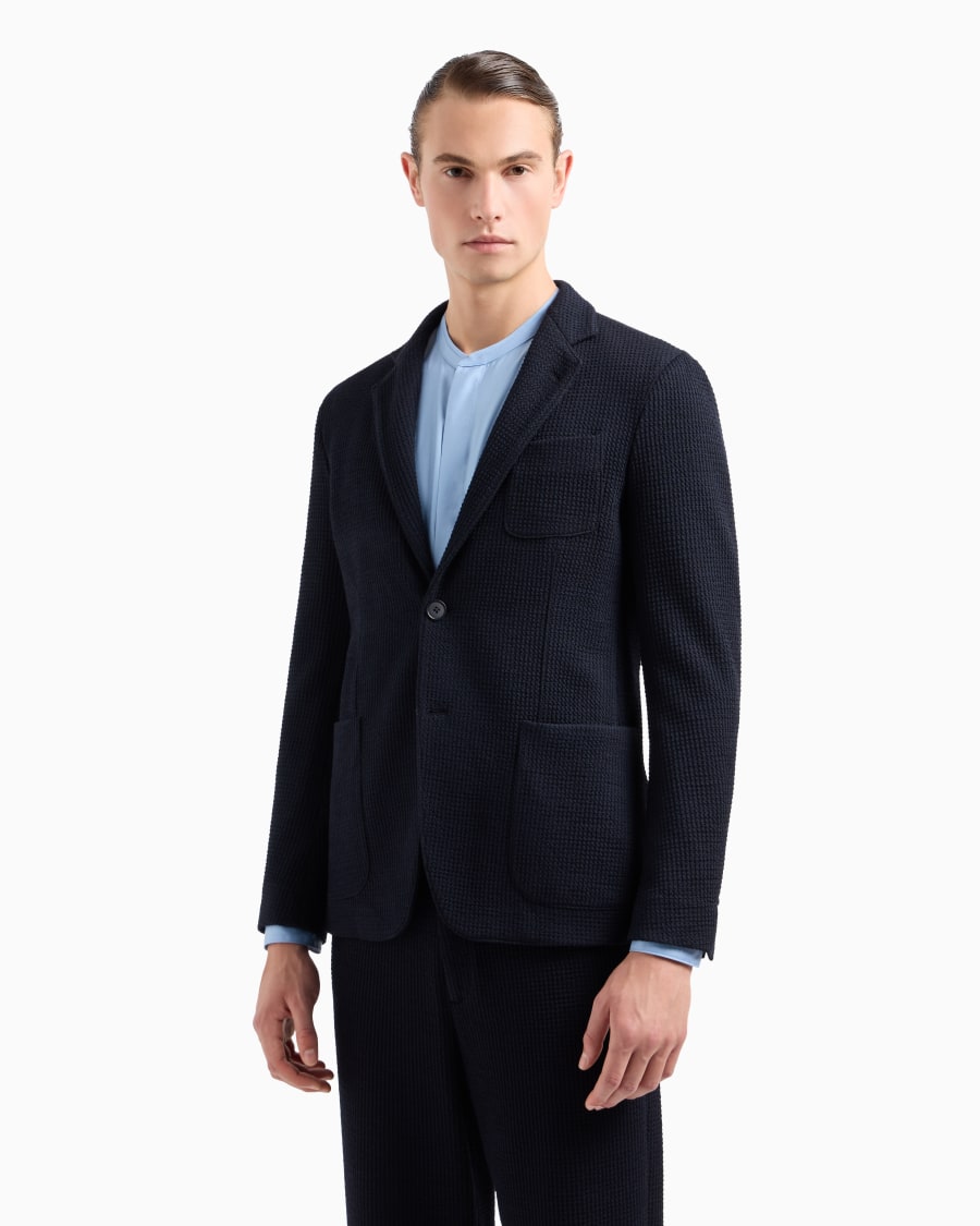 The world of armani GIACCA LINEA UPTON MONOPETTO IN JERSEY DI MISTO VISCOSA E LANA Fino al 65% di sconto