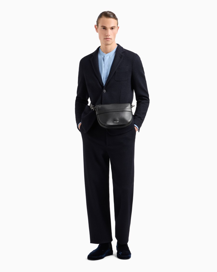 The world of armani GIACCA LINEA UPTON MONOPETTO IN JERSEY DI MISTO VISCOSA E LANA Fino al 65% di sconto