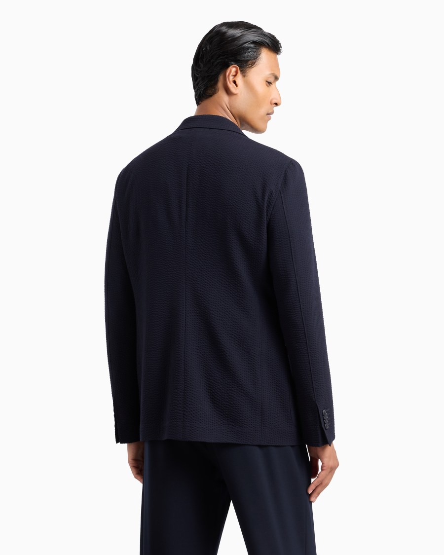 The world of armani GIACCA LINEA UPTON MONOPETTO IN LANA VERGINE E CASHMERE SEERSUCKER Only for today