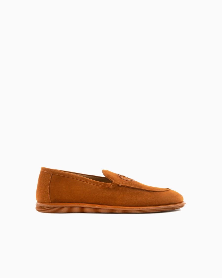 The world of armani MOCASSINI IN SUEDE CON LOGO RICAMATO Enormi sconti