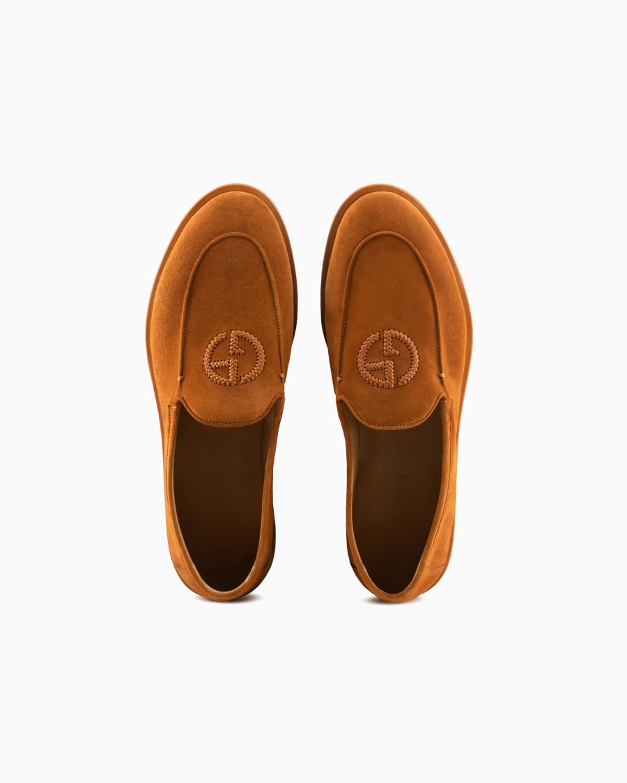 The world of armani MOCASSINI IN SUEDE CON LOGO RICAMATO Enormi sconti