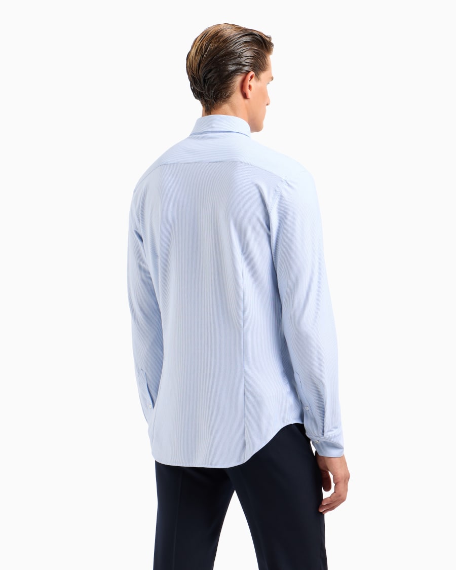 The world of armani CAMICIA SLIM FIT IN JERSEY DI MISTO COTONE A RIGHE Limitato a 3 giorni