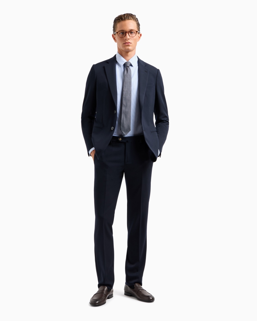 The world of armani CAMICIA SLIM FIT IN JERSEY DI MISTO COTONE A RIGHE Limitato a 3 giorni