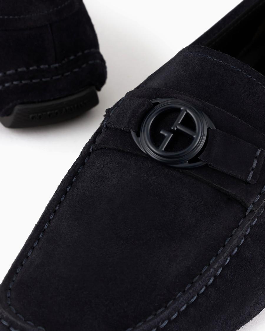 The world of armani MOCASSINI IN PELLE SCAMOSCIATA CON LOGO Esporta salva