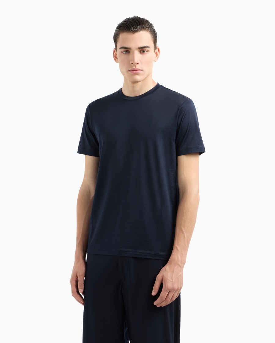 The world of armani T-SHIRT IN JERSEY RASATO DI MISTO SETA E COTONE 50% di sconto per tempo limitato