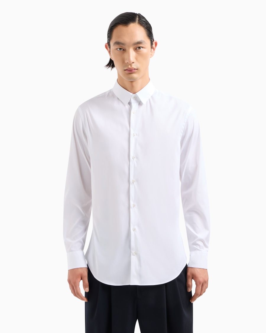 The world of armani CAMICIA SLIM FIT IN POPELINE DI COTONE STRETCH 2025