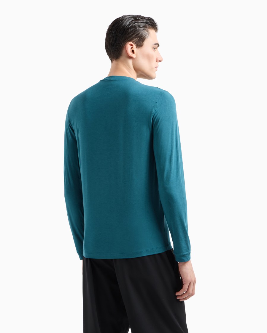 The world of armani MAGLIA GIROCOLLO A MANICHE LUNGHE IN JERSEY DI VISCOSA STRETCH Vendita