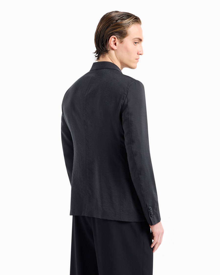 The world of armani GIACCA LINEA UPTON MONOPETTO IN TWILL DI MISTO SETA Pezzi Unici