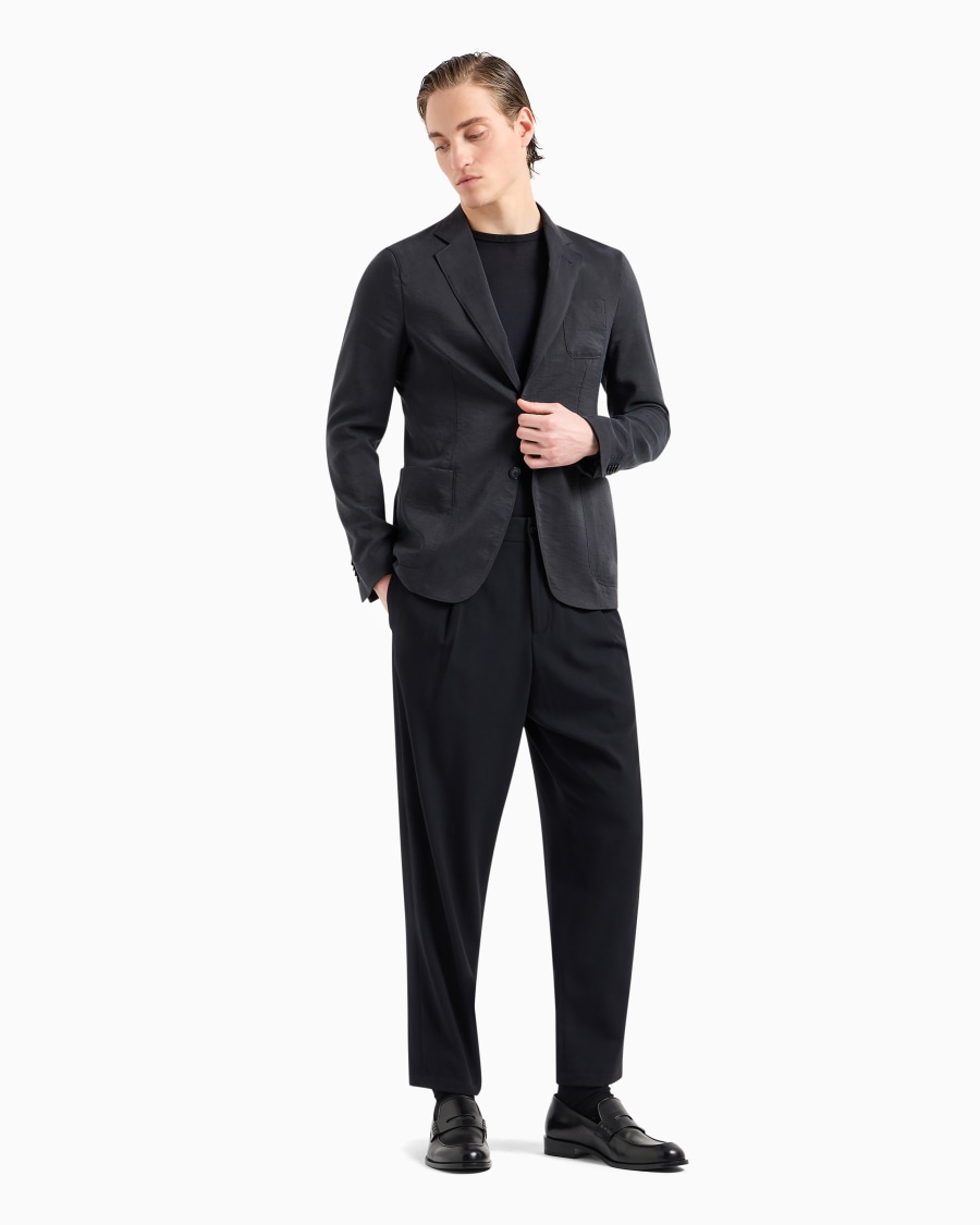 The world of armani GIACCA LINEA UPTON MONOPETTO IN TWILL DI MISTO SETA Pezzi Unici