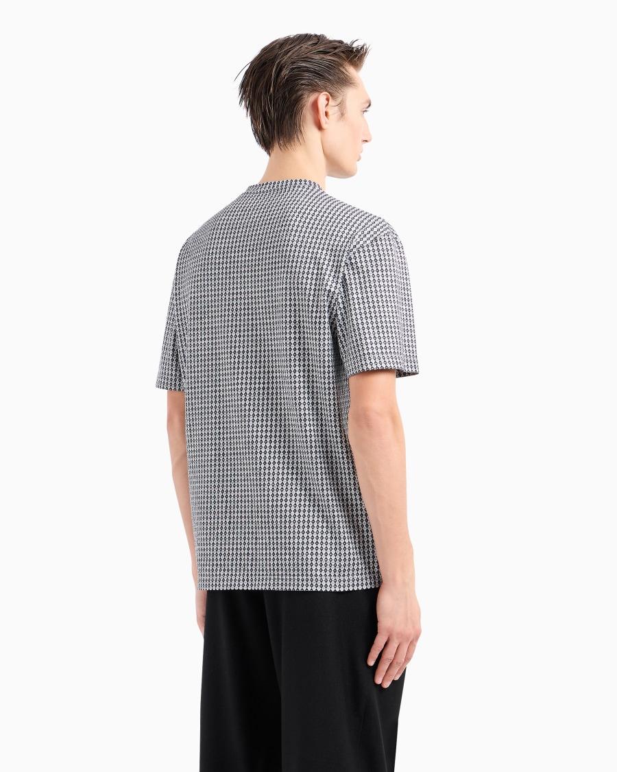The world of armani T-SHIRT GIROCOLLO IN SETA E COTONE JACQUARD Consegna Veloce