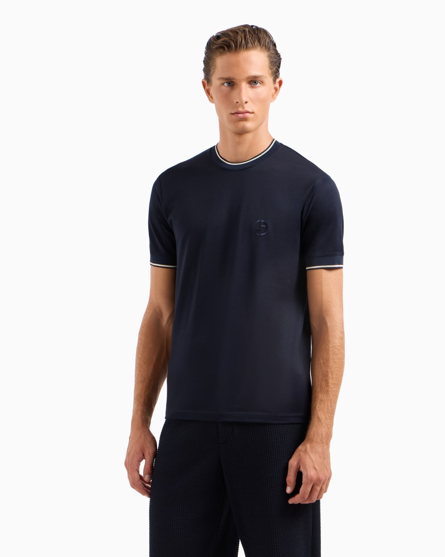 The world of armani T-SHIRT GIROCOLLO IN JERSEY DI SETA E COTONE Promozione Limitata