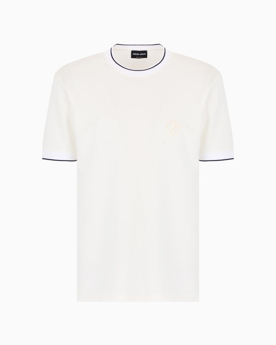 The world of armani T-SHIRT GIROCOLLO IN JERSEY DI SETA E COTONE Fino Al -60%