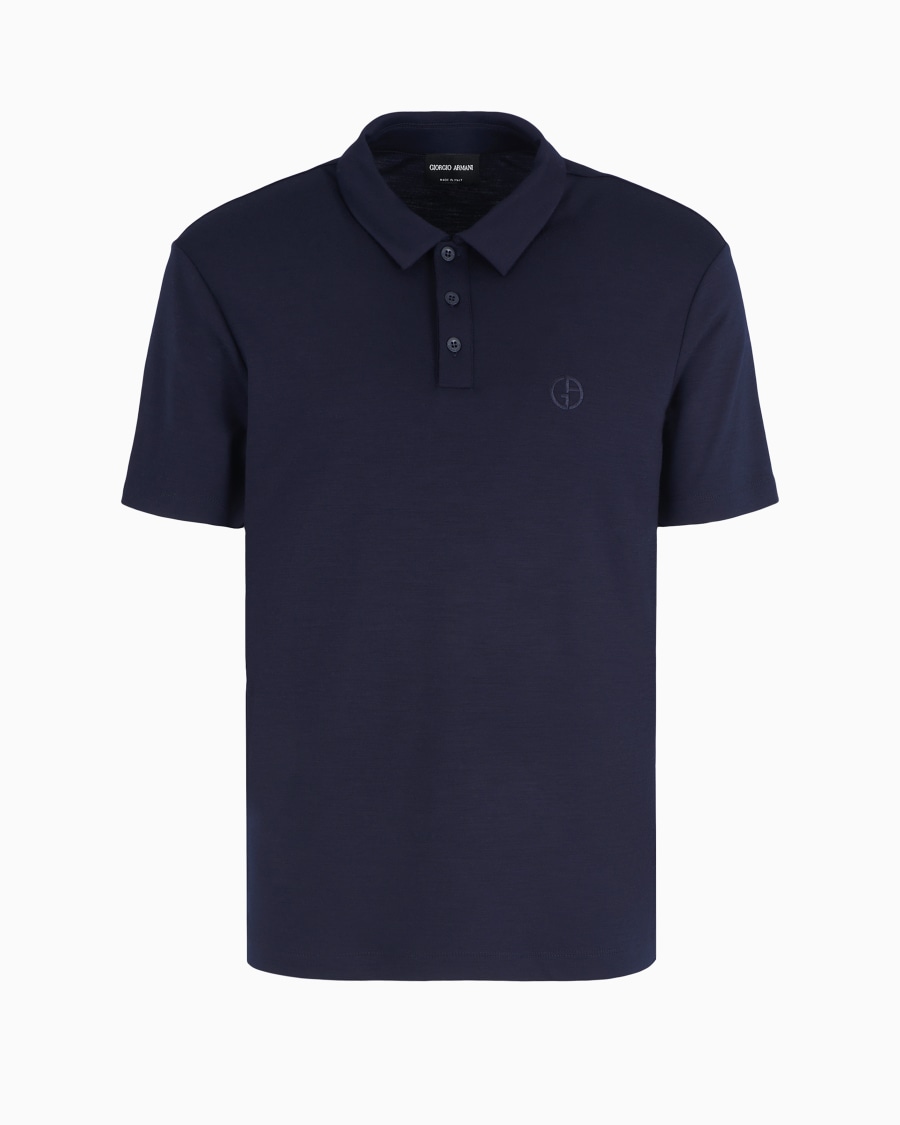 The world of armani POLO A MANICHE CORTE IN INTERLOCK DI LANA VERGINE Shopping Online