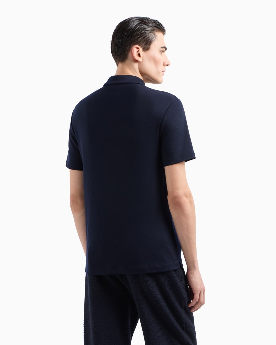 The world of armani POLO A MANICHE CORTE IN INTERLOCK DI LANA VERGINE Shopping Online
