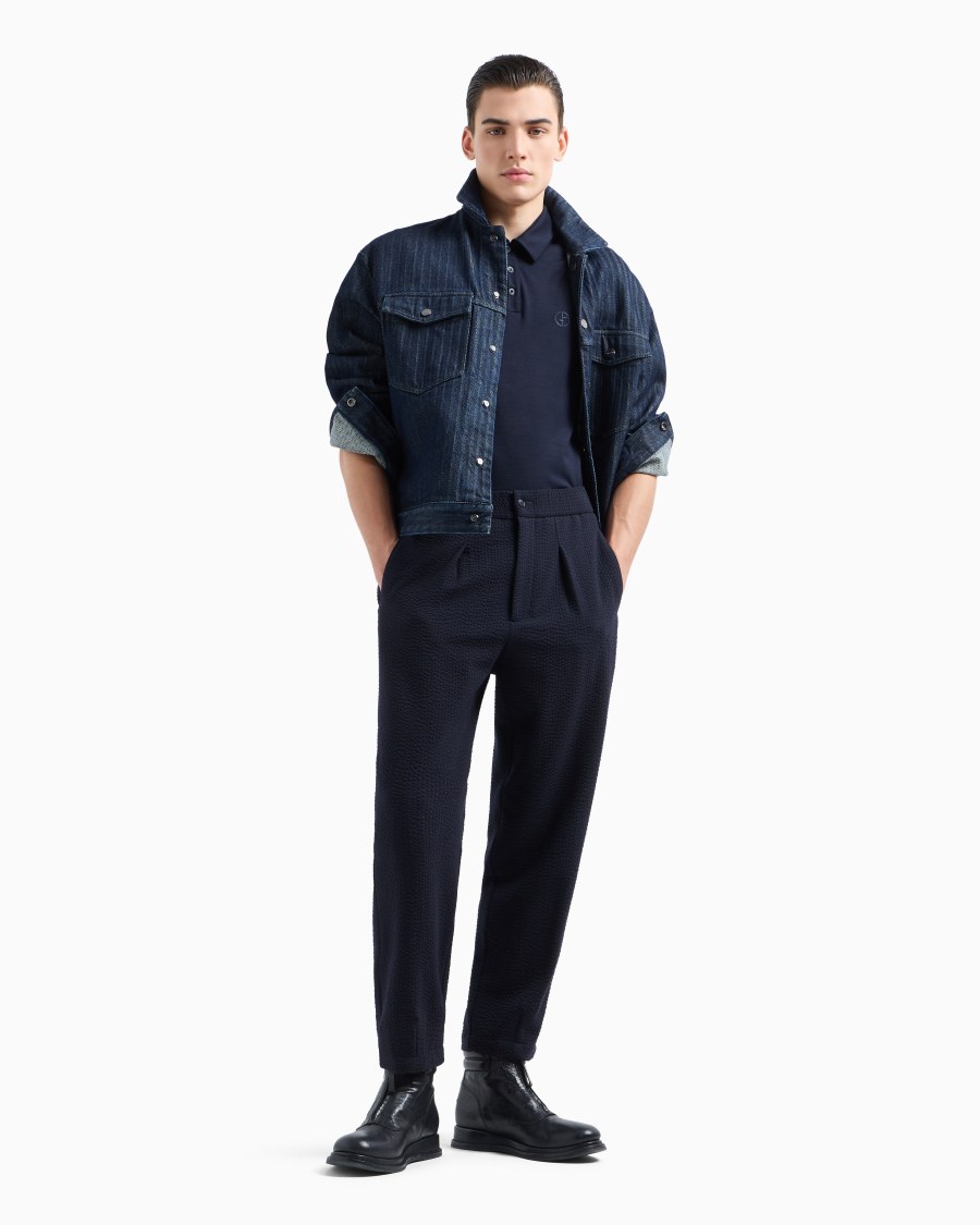 The world of armani POLO A MANICHE CORTE IN INTERLOCK DI LANA VERGINE Shopping Online