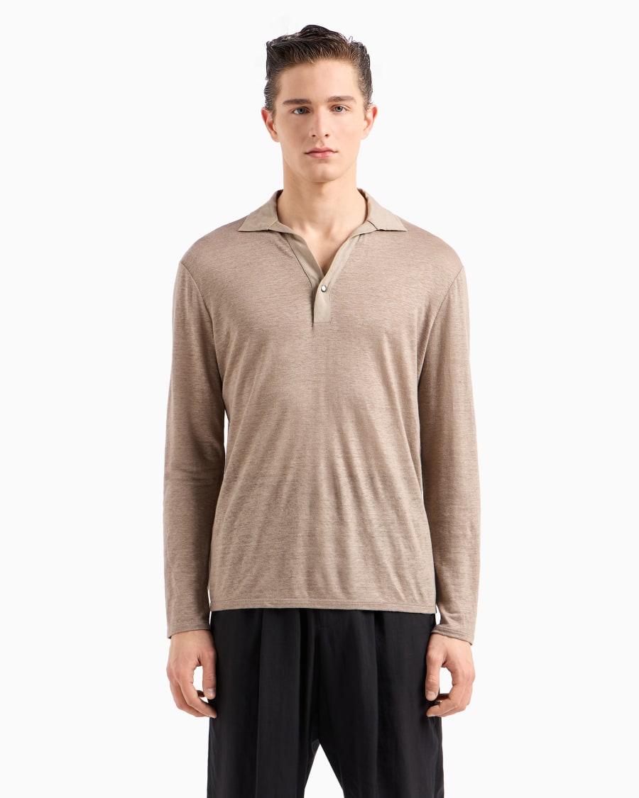 The world of armani POLO A MANICHE LUNGHE IN JERSEY DI PURO LINO Affare Del Giorno