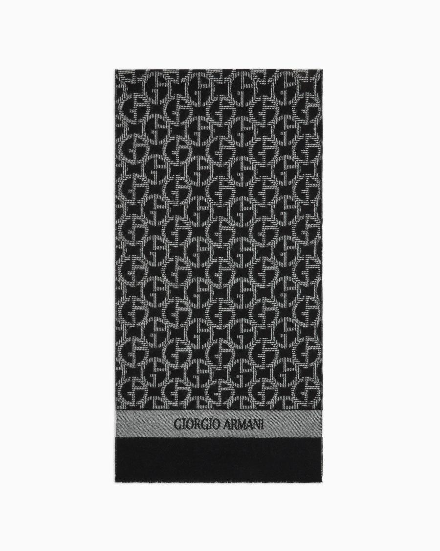 The world of armani SCIARPA IN LANA JACQUARD MONOGRAM