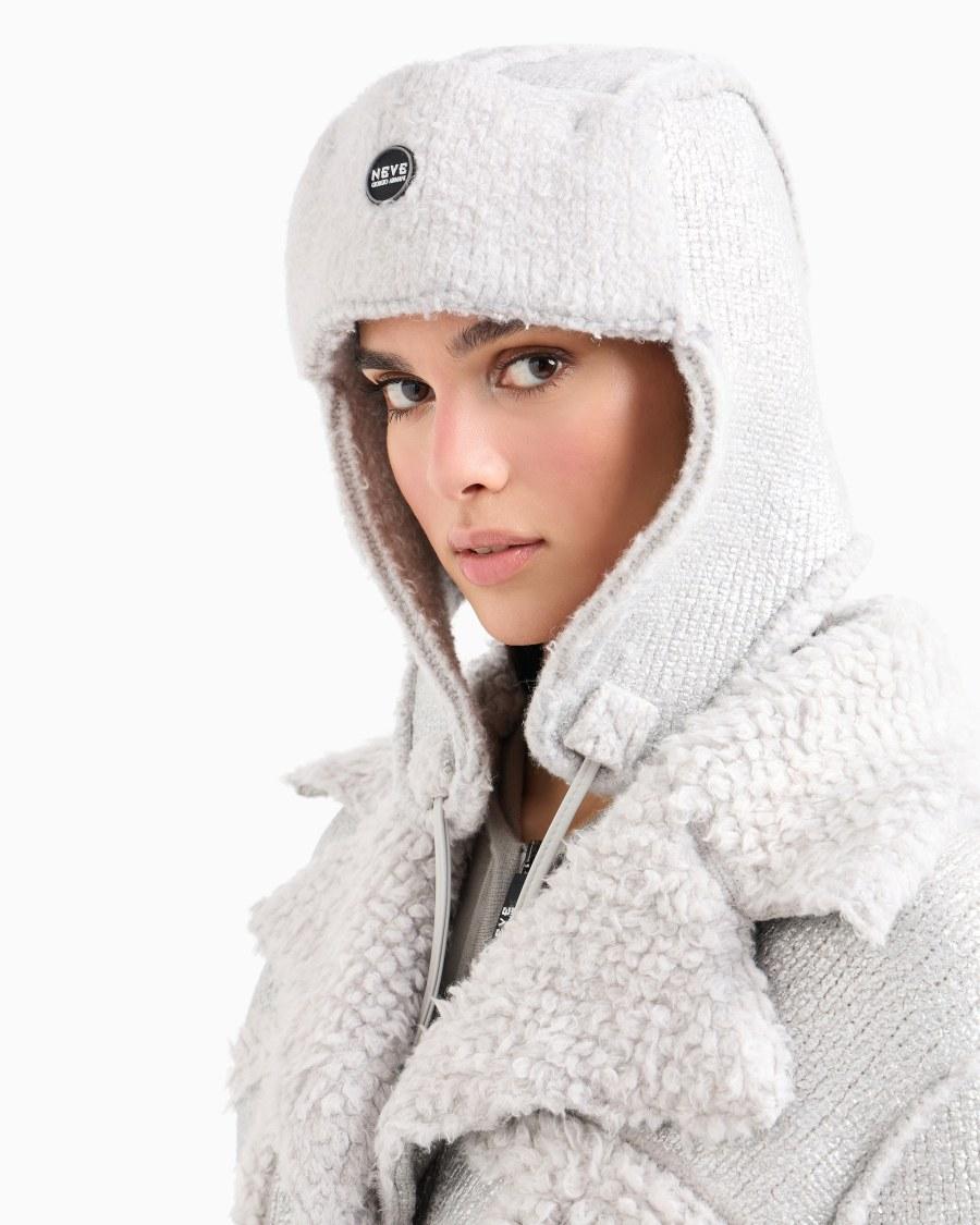 The world of armani GIORGIO ARMANI NEVE CAPPELLO CON VISIERA E PARAORECCHIE IN VISCOSA E CASHMERE Nuova