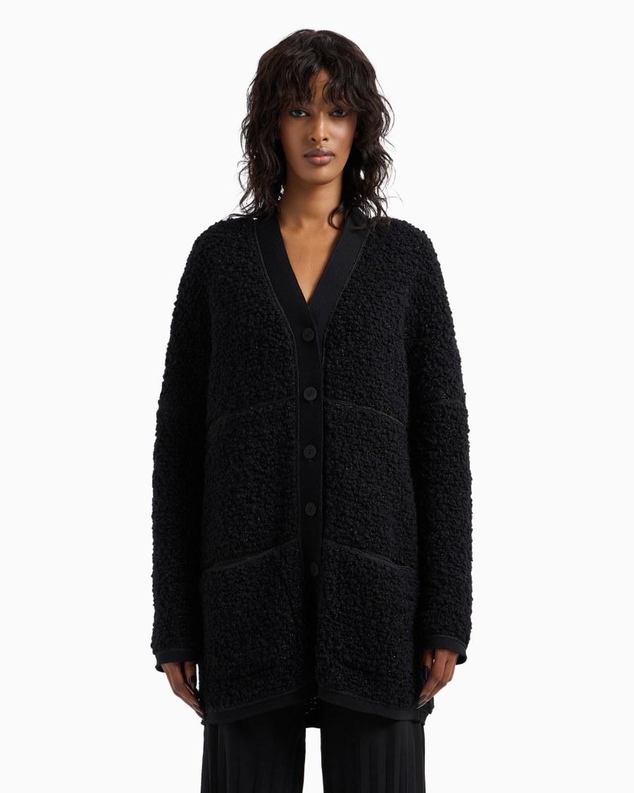 The world of armani CARDIGAN LUNGO IN JERSEY DI LANA EFFETTO BOUCLÉ Flash Sale