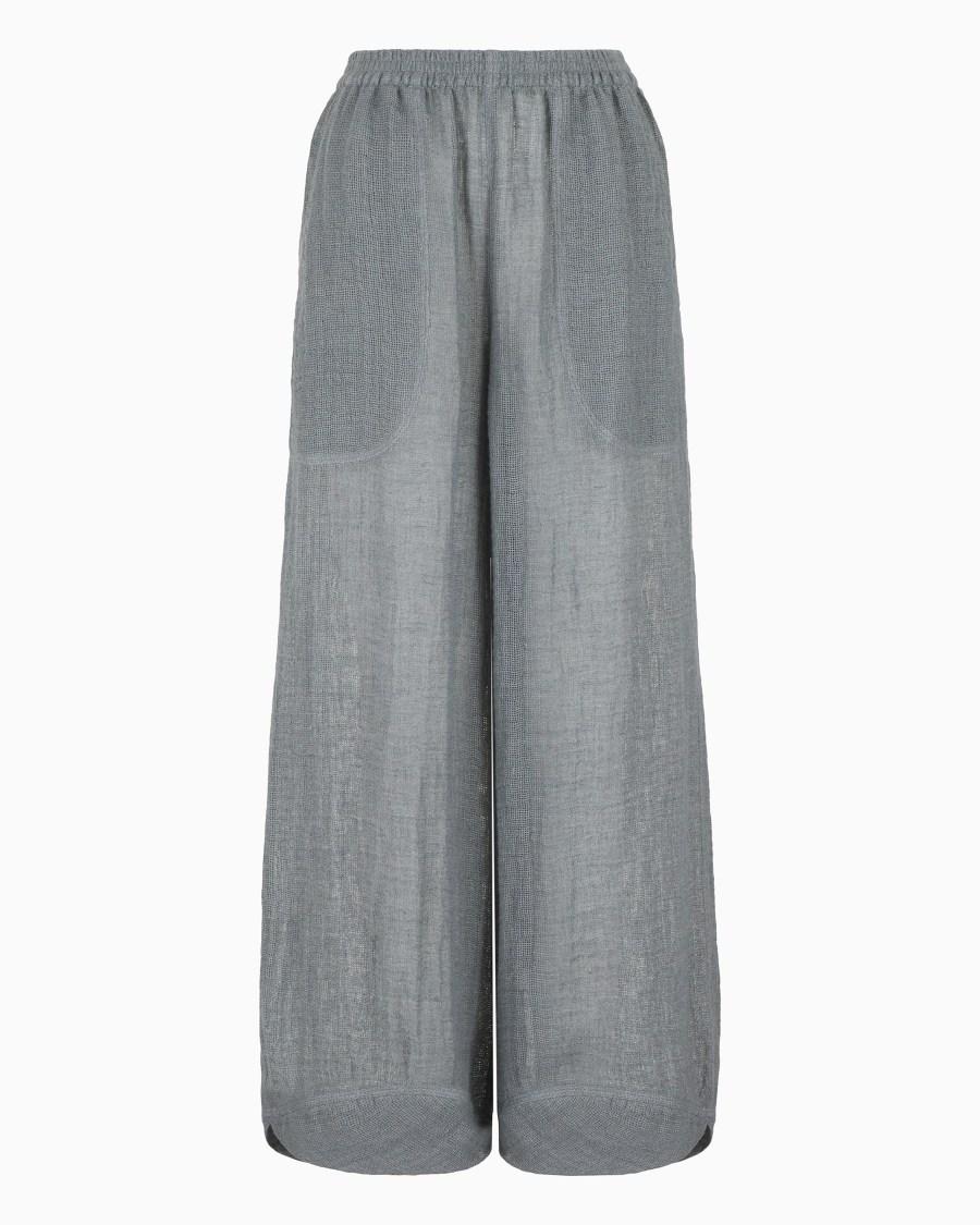 The world of armani PANTALONI AMPI IN MISTO LINO