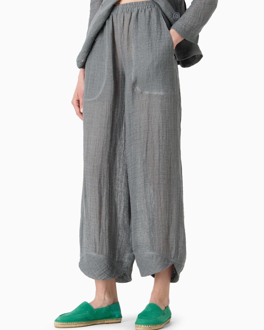 The world of armani PANTALONI AMPI IN MISTO LINO Black Friday