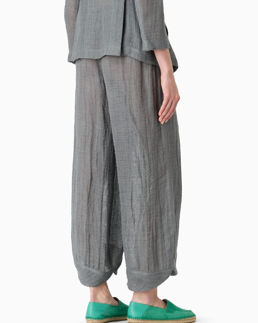 The world of armani PANTALONI AMPI IN MISTO LINO Black Friday