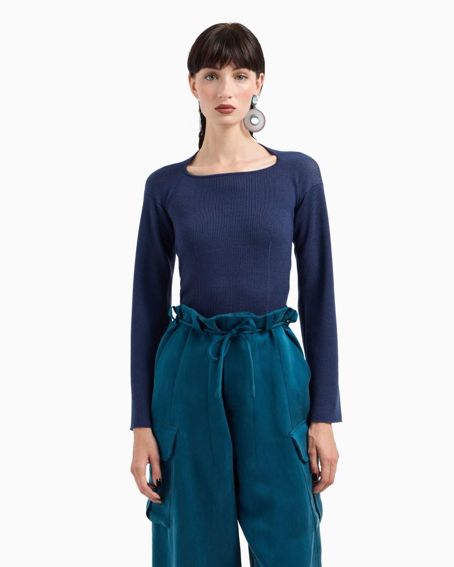 The world of armani MAGLIA IN LANA E VISCOSA A COSTE Offerta natalizia