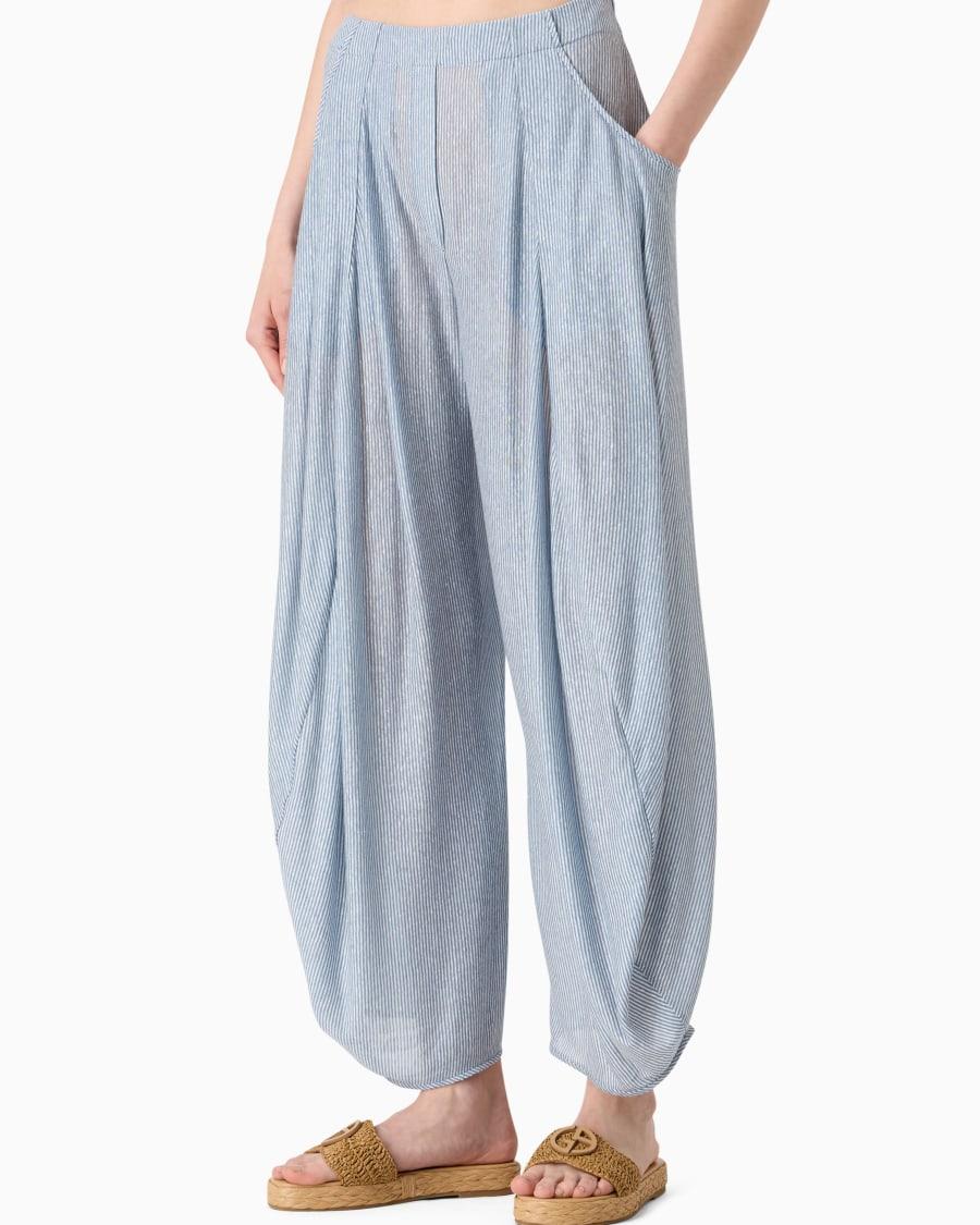 The world of armani PANTALONI AMPI IN JERSEY DI LINO E VISCOSA Latest fashion