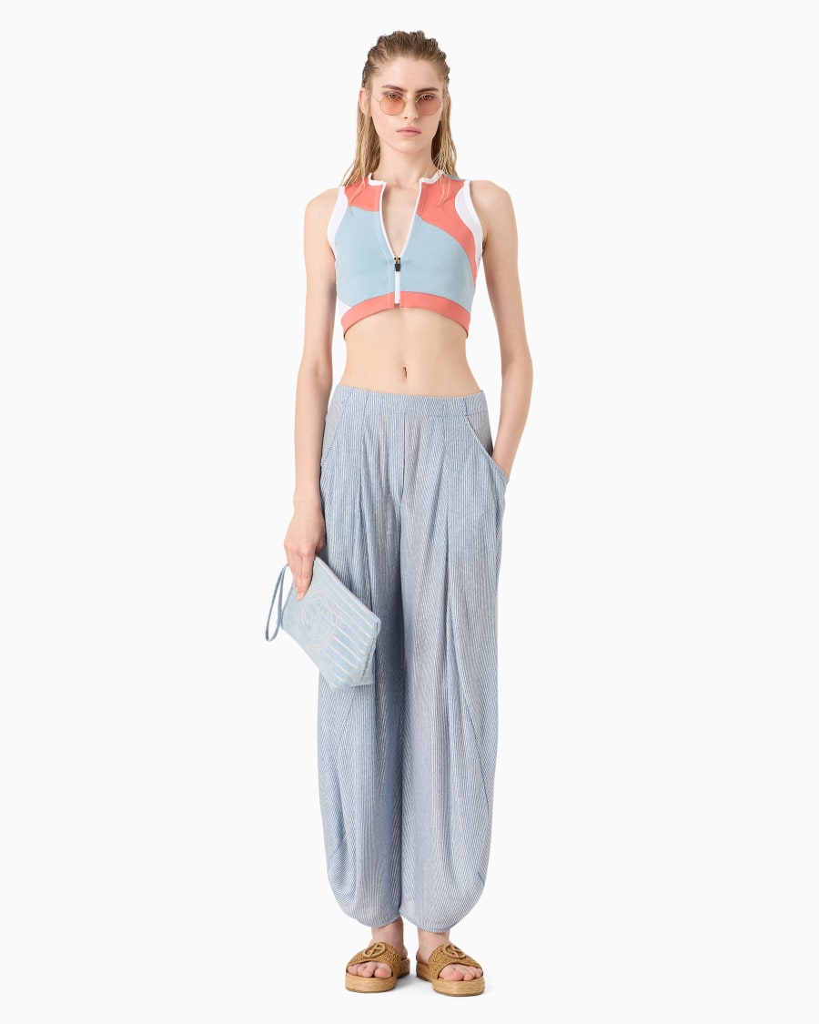 The world of armani PANTALONI AMPI IN JERSEY DI LINO E VISCOSA Latest fashion