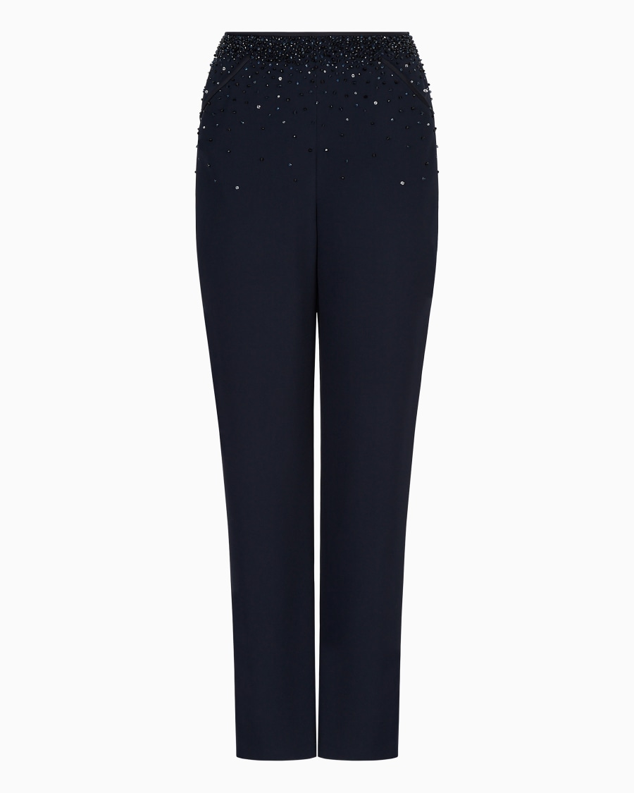 The world of armani PANTALONI DRITTI IN CADY CON RICAMI Ultimi due giorni