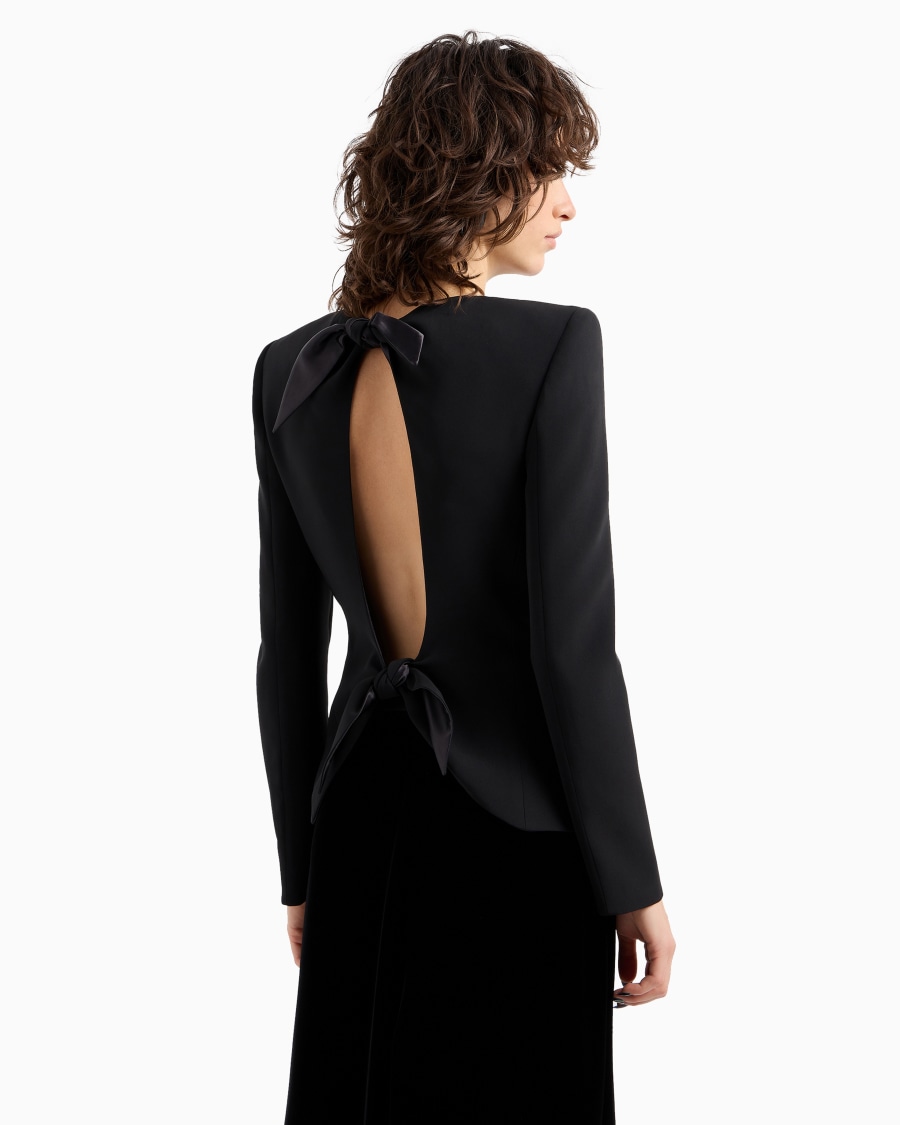The world of armani GIACCA CON ZIP IN CADY DI SETA CON DETTAGLIO FIOCCHI Promozione temporanea