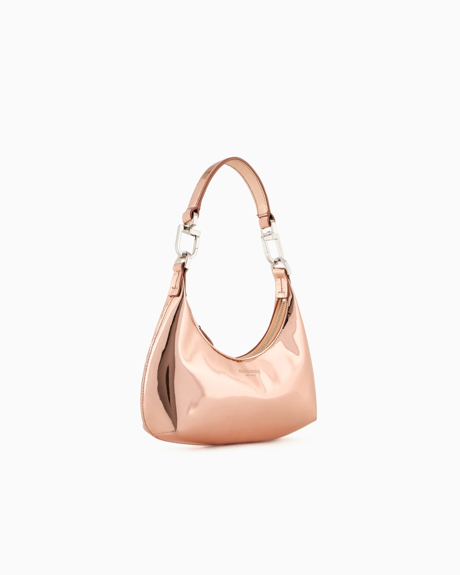 The world of armani MINI HOBO BAG LA PRIMA IN PELLE LAMINATA Sostegno trimestrale