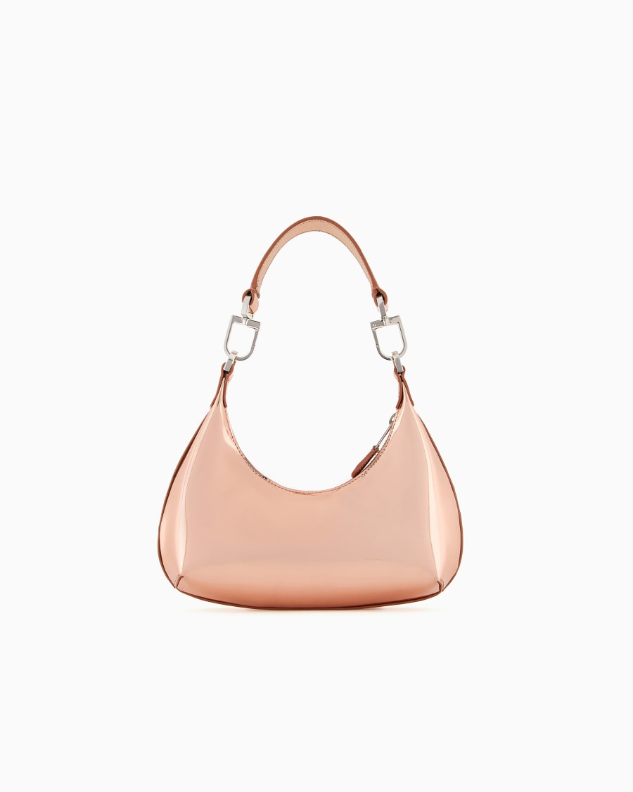 The world of armani MINI HOBO BAG LA PRIMA IN PELLE LAMINATA Sostegno trimestrale