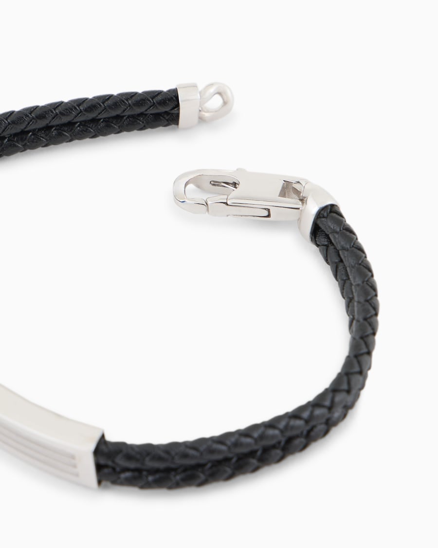The world of armani BRACCIALE IN PELLE INTRECCIATA CON DETTAGLIO IN ARGENTO 925 Discount Store per i nuovi prodotti
